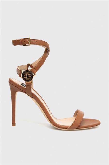 Kožené sandále Elisabetta Franchi hnedá farba