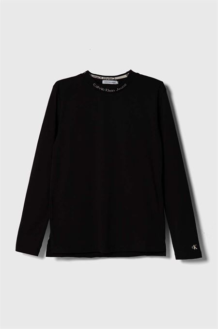 Detská bavlnená košeľa s dlhým rukávom Calvin Klein Jeans čierna farba