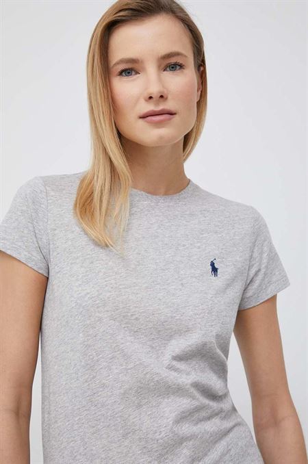 Bavlnené tričko Polo Ralph Lauren šedá farba