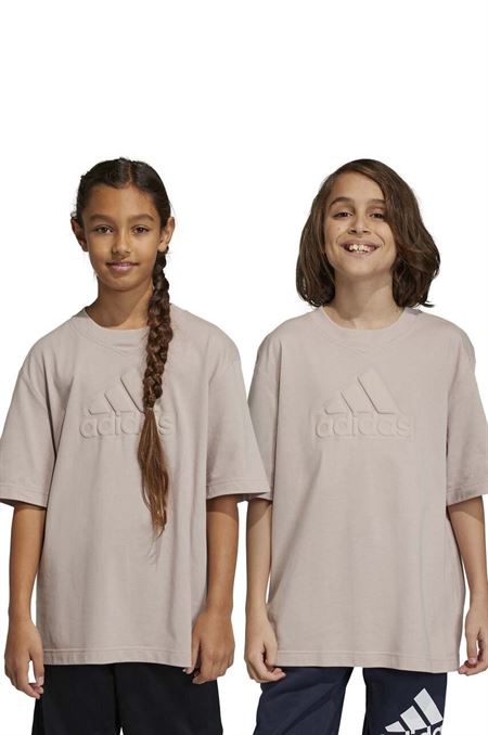 Detské bavlnené tričko adidas U FI béžová farba