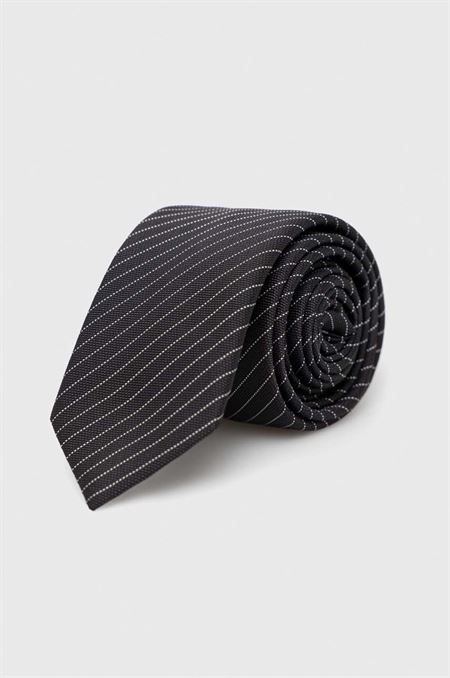 Kravata s prímesou hodvábu HUGO čierna farba