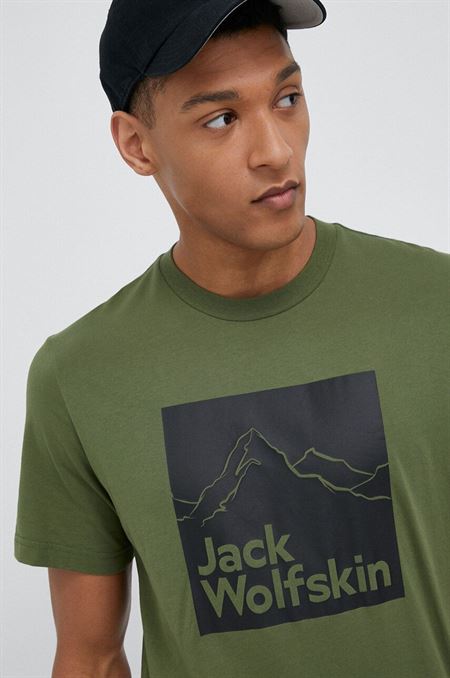 Bavlnené tričko Jack Wolfskin zelená farba