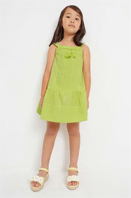 Dievčenské bavlnené šaty Mayoral zelená farba