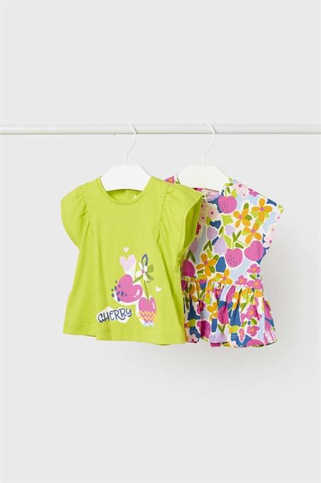 Detské bavlnené tričko Mayoral 2-pak zelená farba
