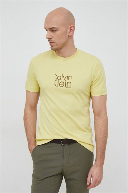 Bavlnené tričko Calvin Klein žltá farba