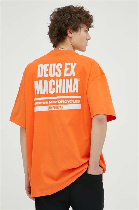 Bavlnené tričko Deus Ex Machina oranžová farba