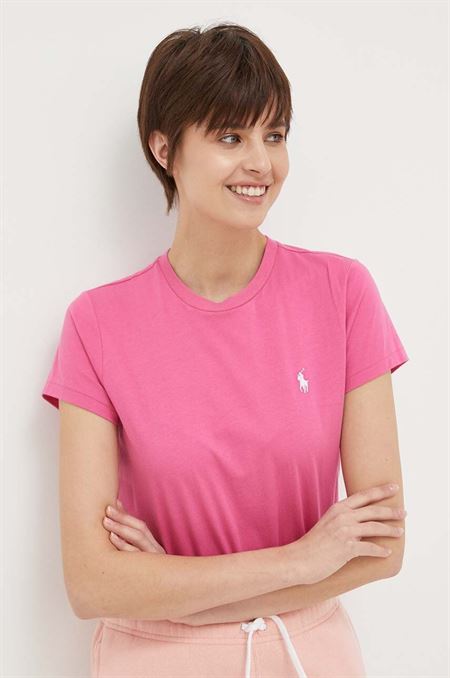 Bavlnené tričko Polo Ralph Lauren ružová farba