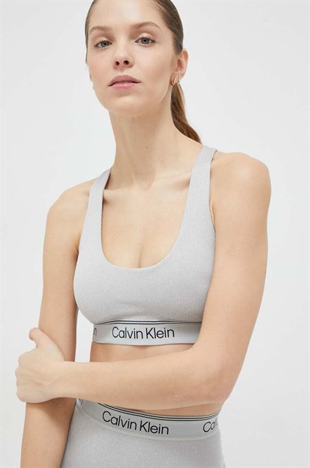 Športová podprsenka Calvin Klein Performance CK Athletic šedá farba