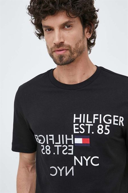 Bavlnené tričko Tommy Hilfiger čierna farba