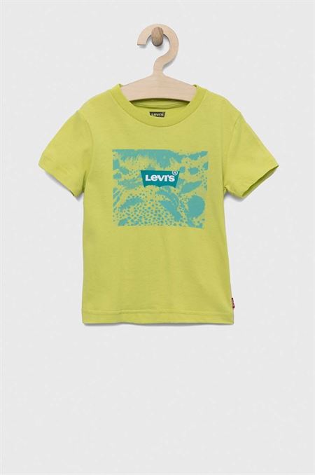 Detské bavlnené tričko Levi's zelená farba