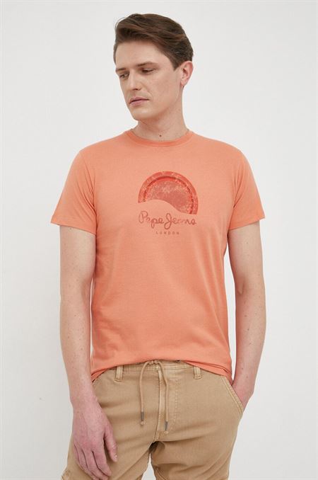 Bavlnené tričko Pepe Jeans Richmond oranžová farba