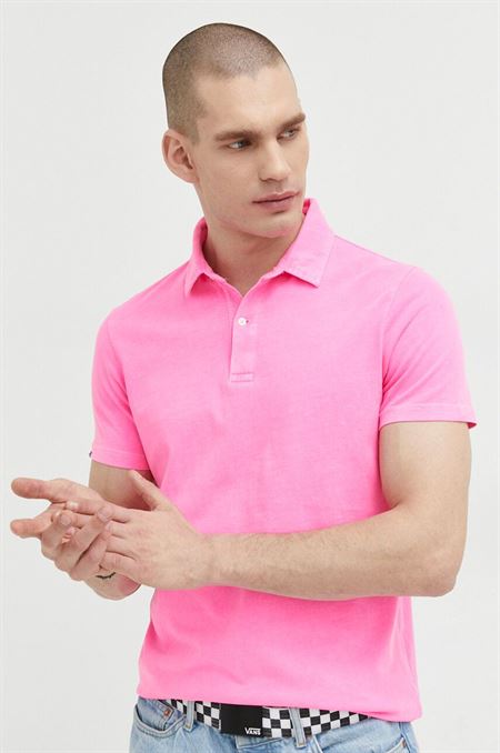 Bavlnené polo tričko Superdry fialová farba