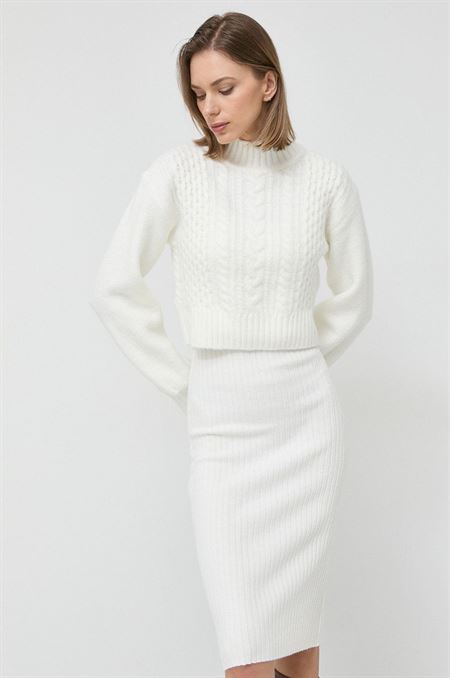 Šaty a sveter s prímesou vlny Morgan biela farba