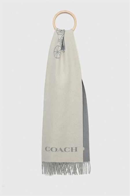 Kašmírový šál Coach šedá farba