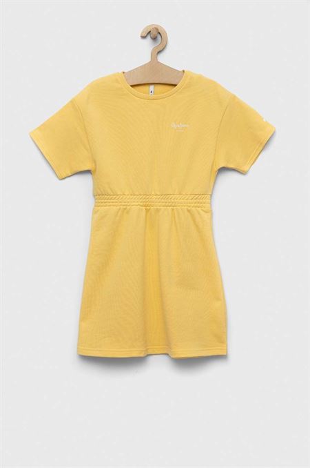 Dievčenské bavlnené šaty Pepe Jeans PJL GJ Non-denim žltá farba