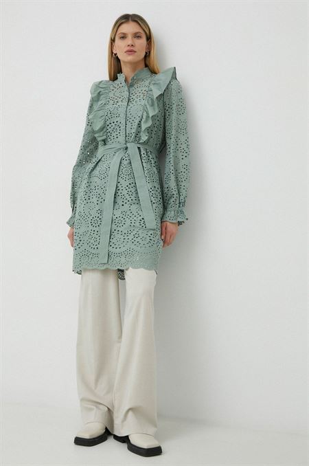 Bavlnené šaty Bruuns Bazaar Sienna Kandra zelená farba