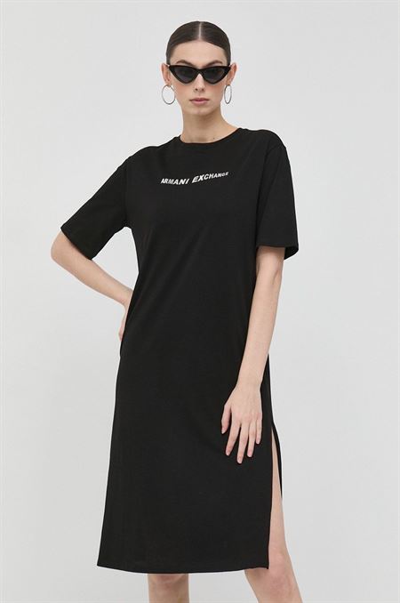 Bavlnené šaty Armani Exchange čierna farba