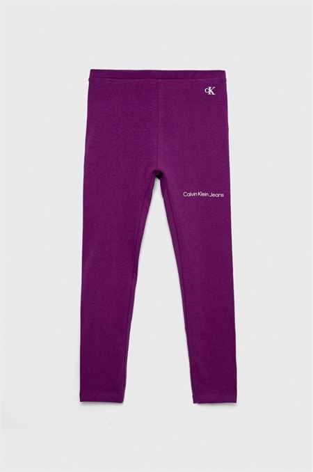 Detské legíny Calvin Klein Jeans fialová farba