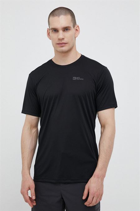 Športové tričko Jack Wolfskin Tech čierna farba