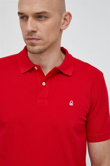 Bavlnené polo tričko United Colors of Benetton červená farba