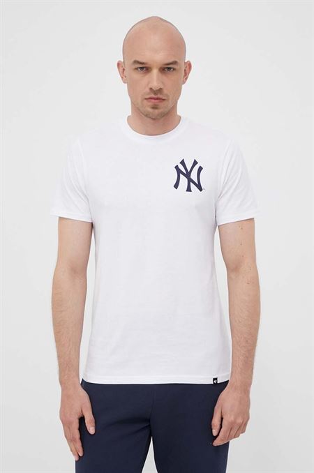 Bavlnené tričko 47brand MLB New York Yankees biela farba