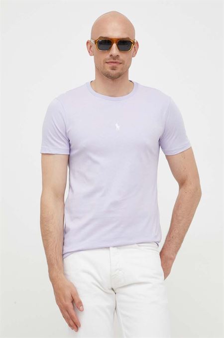 Bavlnené tričko Polo Ralph Lauren fialová farba