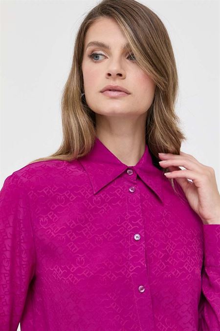 Tričko s prímesou hodvábu Pinko fialová farba