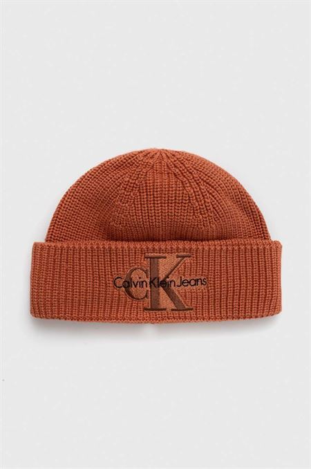 Bavlnená čiapka Calvin Klein Jeans hnedá farba