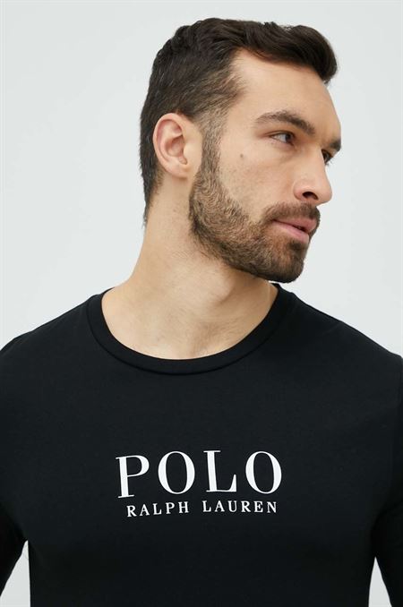 Bavlnené tričko s dlhým rukávom Polo Ralph Lauren čierna farba