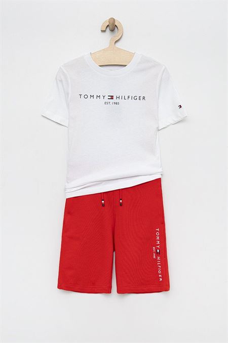 Detská bavlnená súprava Tommy Hilfiger červená farba