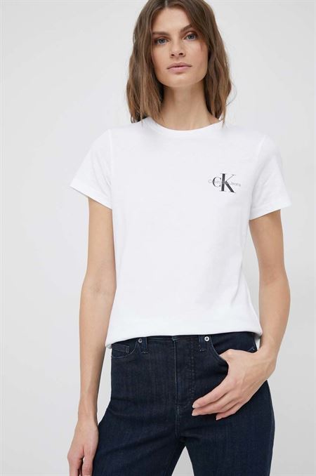 Bavlnené tričko Calvin Klein Jeans 2-pak biela farba