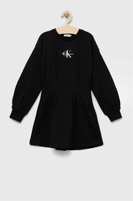 Dievčenské bavlnené šaty Calvin Klein Jeans čierna farba
