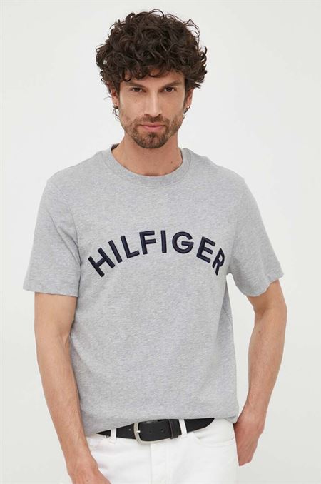 Bavlnené tričko Tommy Hilfiger šedá farba