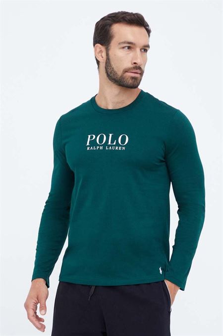 Bavlnené tričko s dlhým rukávom Polo Ralph Lauren zelená farba