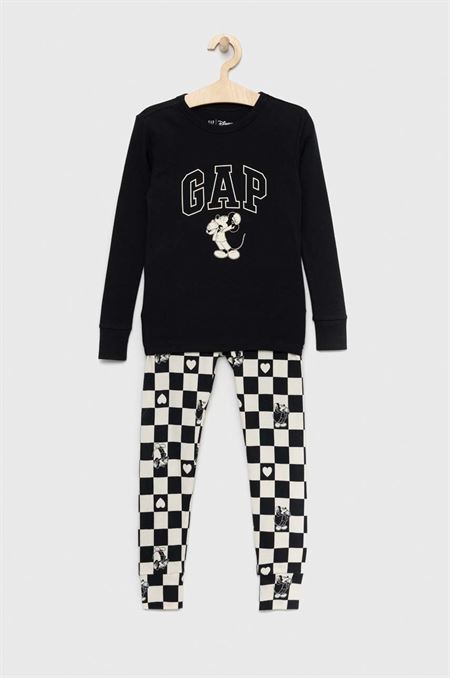 Detské bavlnené pyžamo GAP x Disney čierna farba