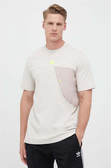 Bavlnené tričko adidas LYM béžová farba