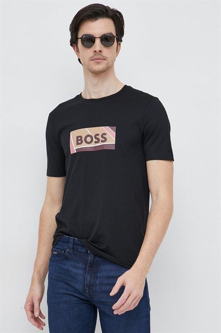 Bavlnené tričko BOSS čierna farba