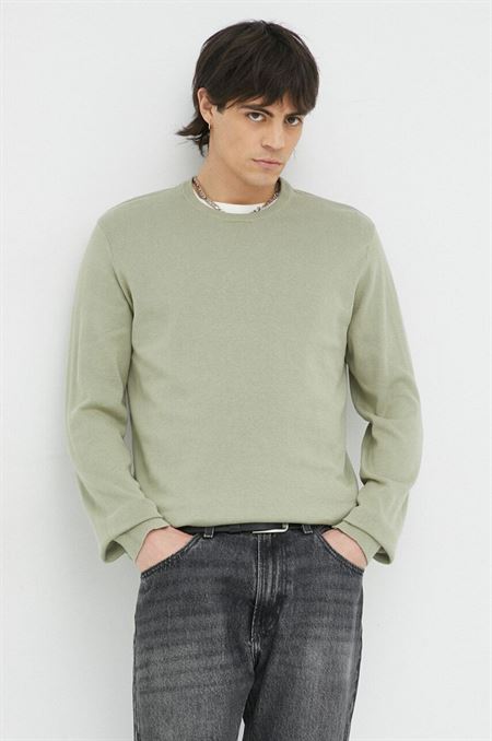 Bavlnený sveter Wrangler zelená farba