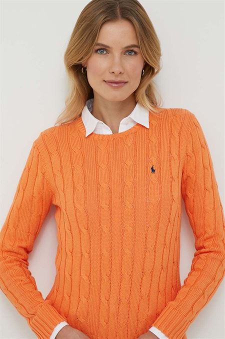 Bavlnený sveter Polo Ralph Lauren oranžová farba