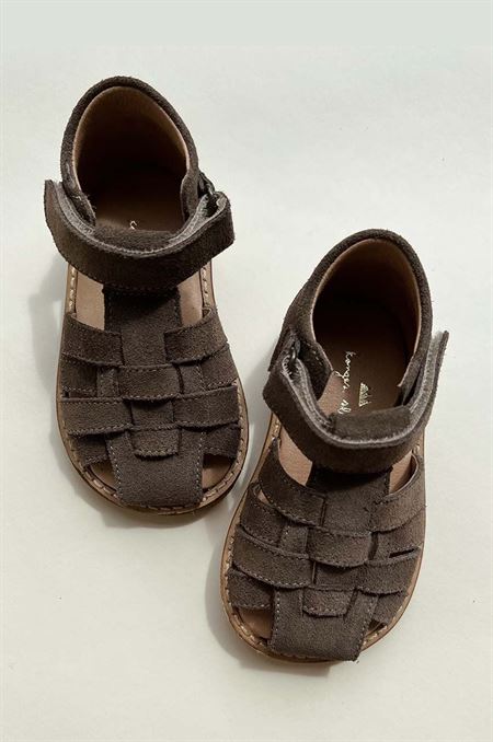 Detské kožené sandále Konges Sløjd šedá farba
