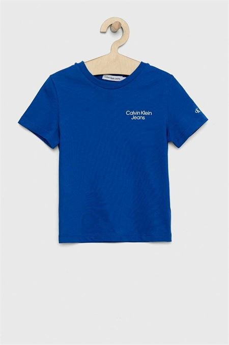 Detské bavlnené tričko Calvin Klein Jeans tmavomodrá farba