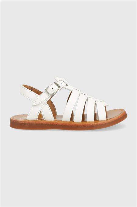 Detské kožené sandále Pom D'api biela farba