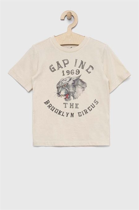 Detské bavlnené tričko GAP x BKC béžová farba