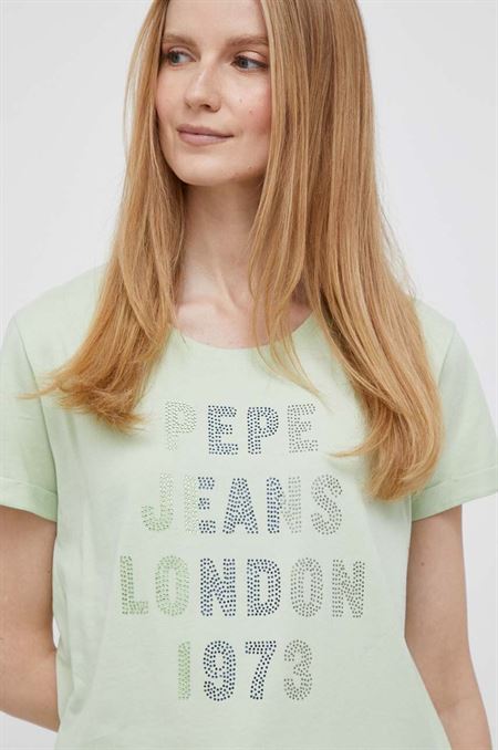 Bavlnené tričko Pepe Jeans AGNES zelená farba