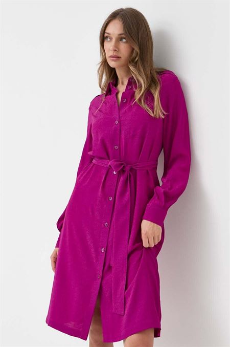 Šaty s prímesou hodvábu Pinko fialová farba