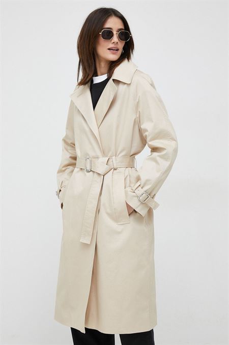 Bavlnený kabát Calvin Klein béžová farba