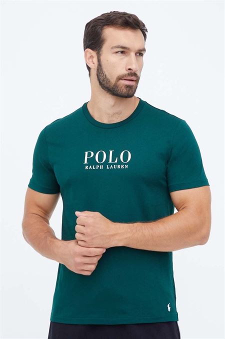 Bavlnené pyžamové tričko Polo Ralph Lauren zelená farba