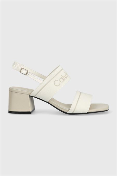 Sandále Calvin Klein SQUARED BLK HL SANDAL 45 HE biela farba