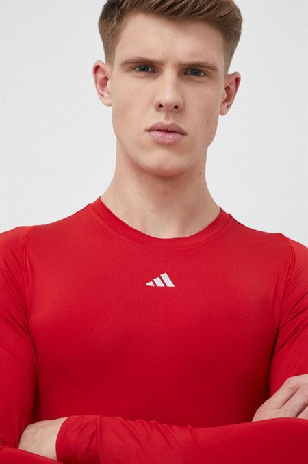 Tréningové tričko s dlhým rukávom adidas Performance červená farba