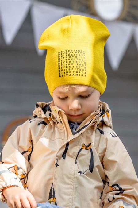 Detská bavlnená čiapka Jamiks ARAGORN žltá farba biela